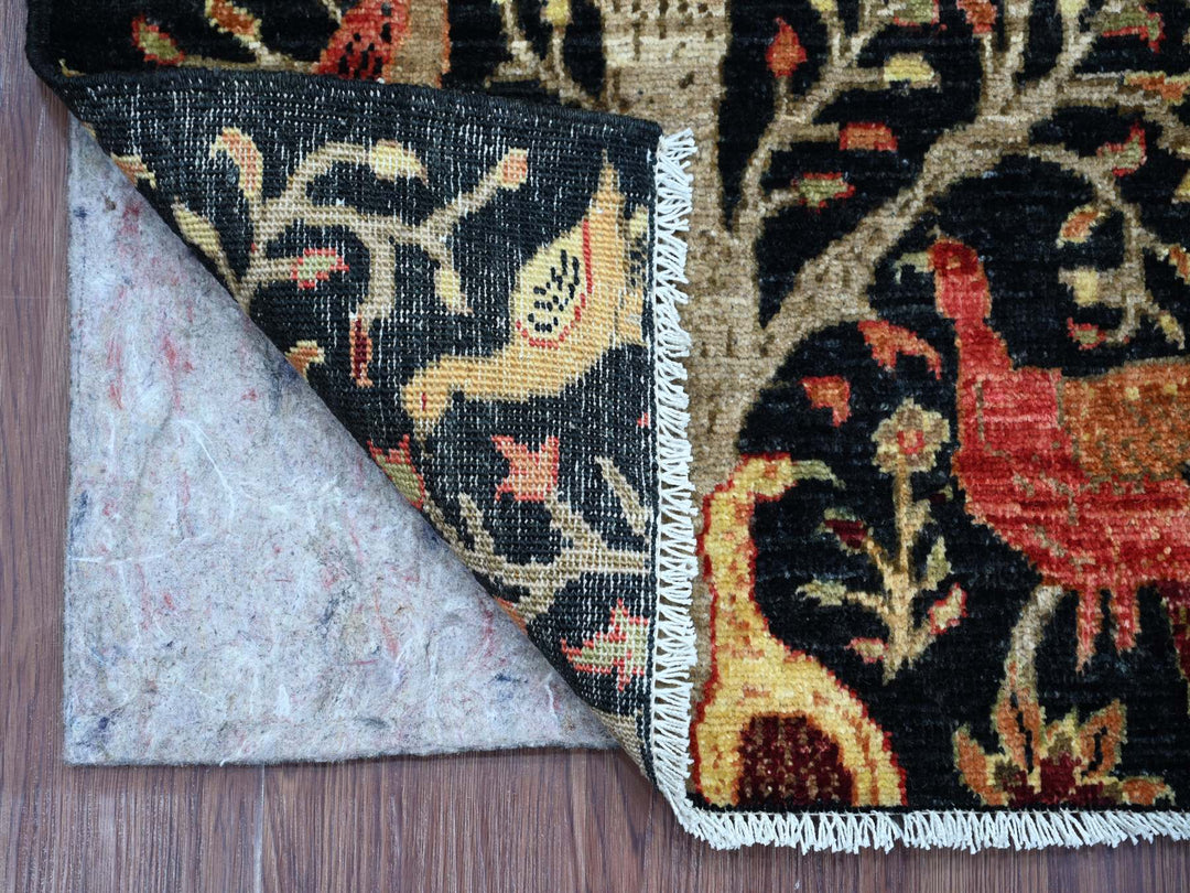 2'0" x 3'0" New Hand Knotted Black Wool Rectangle Oriental Rug - MOA10221229