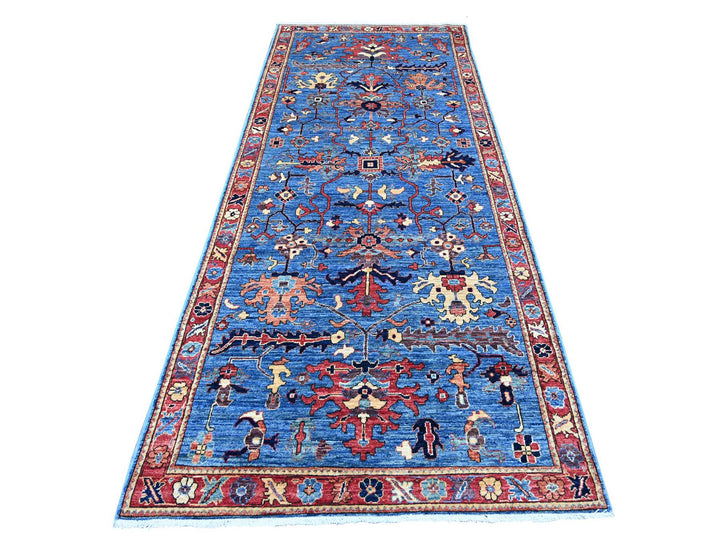 4'1" x 9'11" New Hand Knotted Blue Wool Runner Oriental Rug - MOA10221230