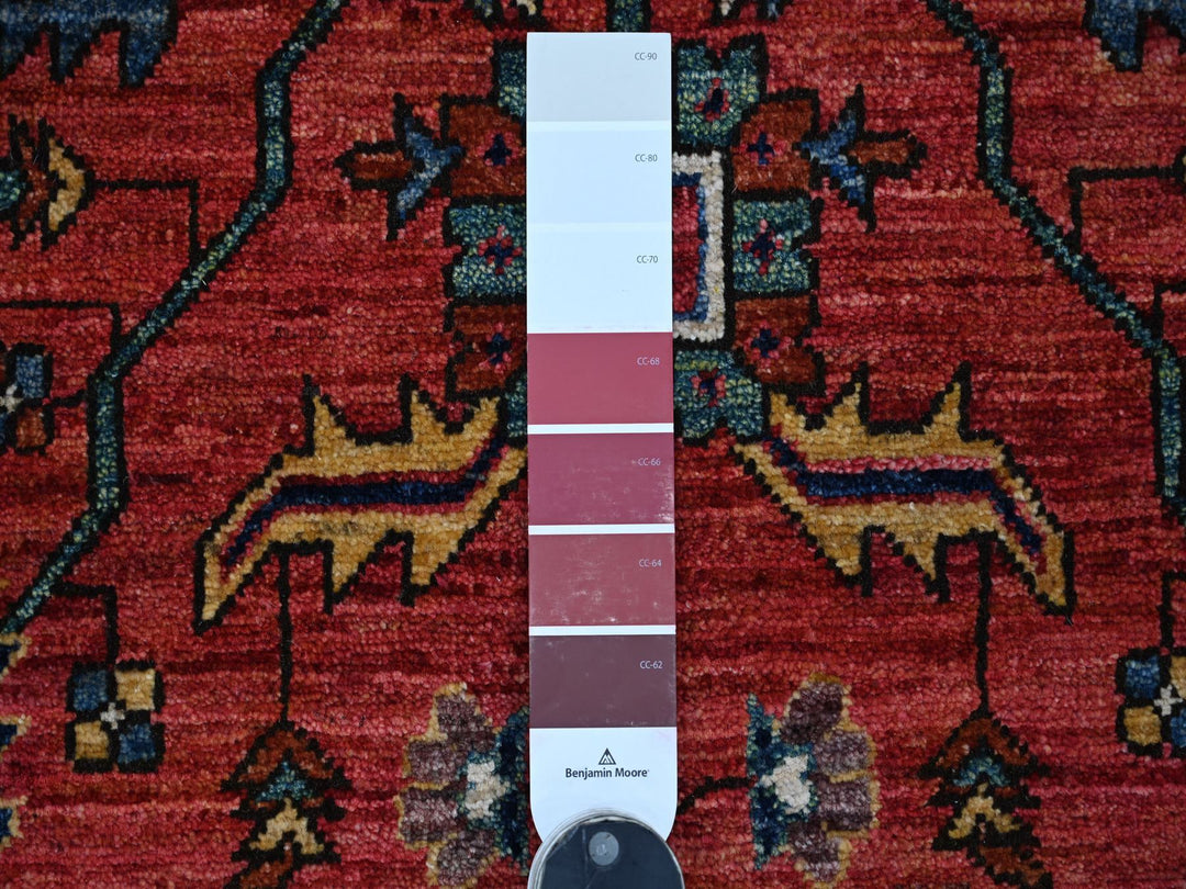 4'0" x 11'9" New Hand Knotted Red Wool Runner Oriental Rug - MOA10221231
