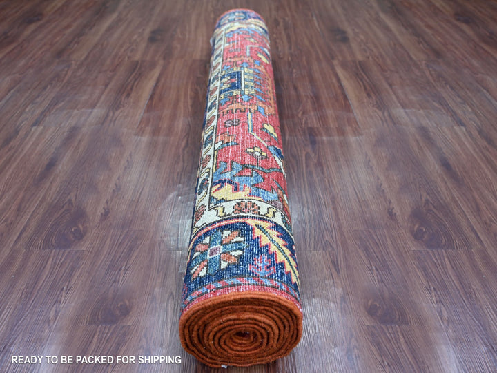 4'0" x 11'9" New Hand Knotted Red Wool Runner Oriental Rug - MOA10221231