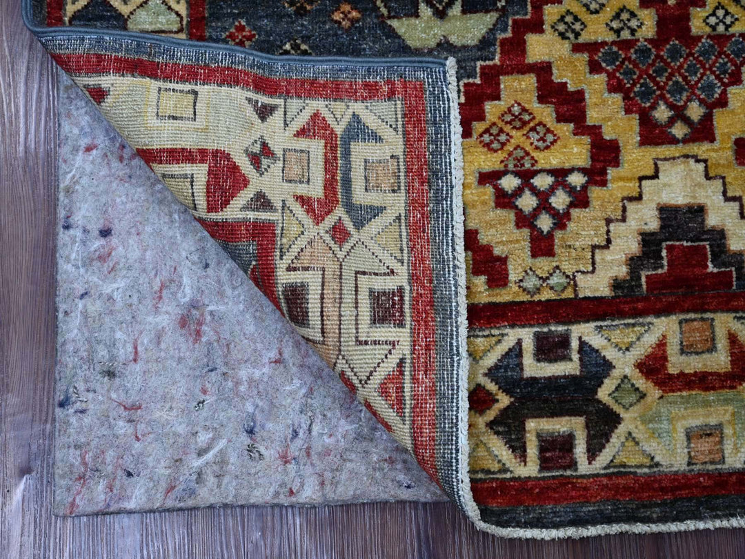 3'11" x 5'10" New Hand Knotted Blue Wool Rectangle Oriental Rug - MOA10221234