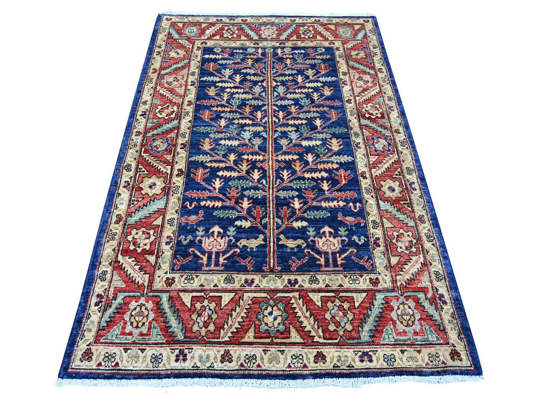 4'3" x 6'6" New Hand Knotted Blue Wool Rectangle Oriental Rug - MOA10221235