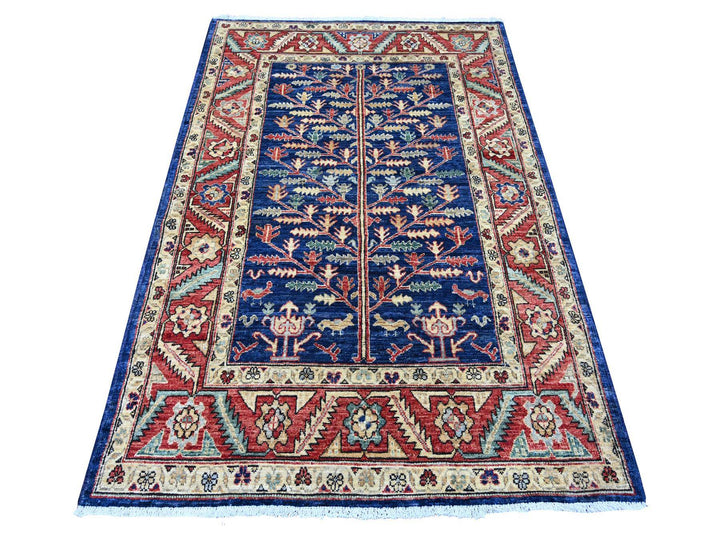 4'3" x 6'6" New Hand Knotted Blue Wool Rectangle Oriental Rug - MOA10221235