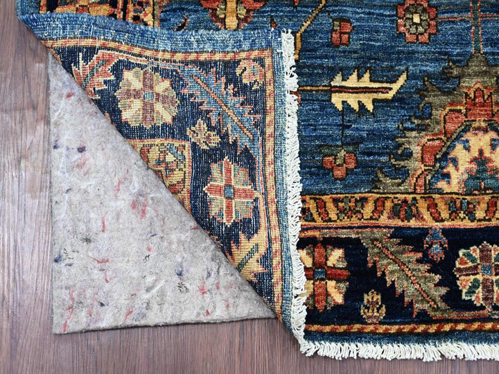4'3" x 12'4" New Hand Knotted Blue Wool Runner Oriental Rug - MOA10221236
