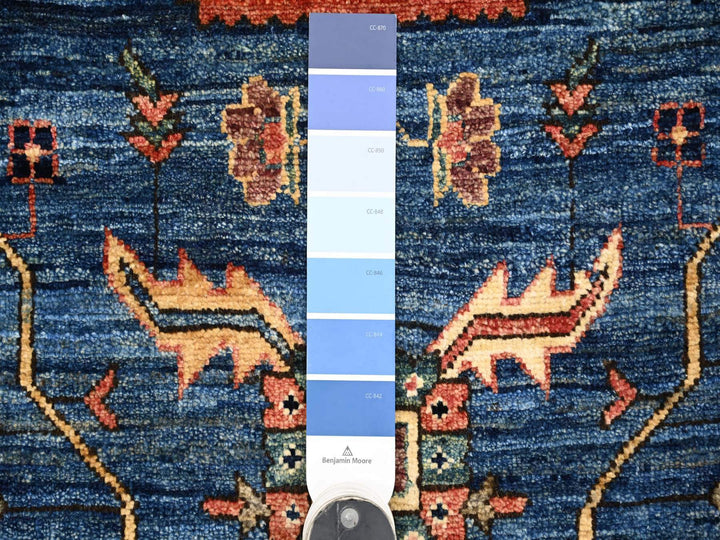 4'3" x 12'4" New Hand Knotted Blue Wool Runner Oriental Rug - MOA10221236
