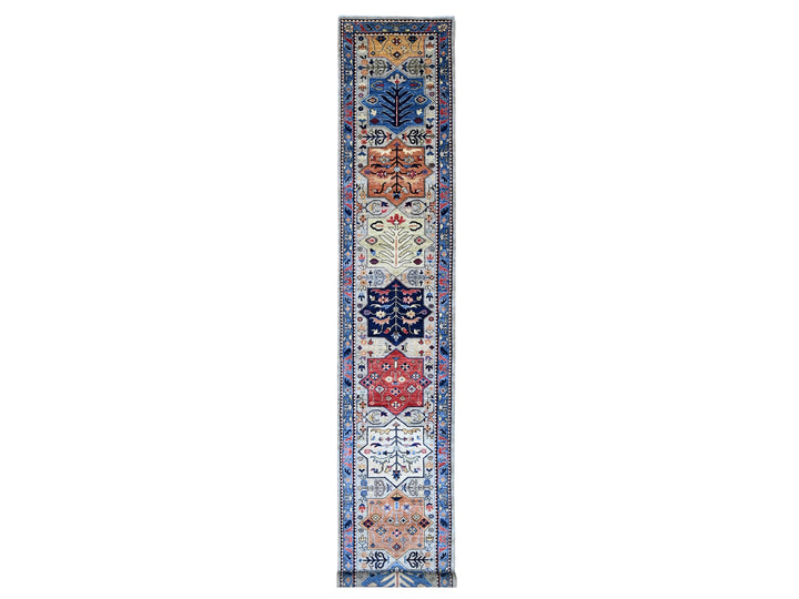 2'8" x 15'11" New Hand Knotted Grey Wool Runner Oriental Rug - MOA10221237