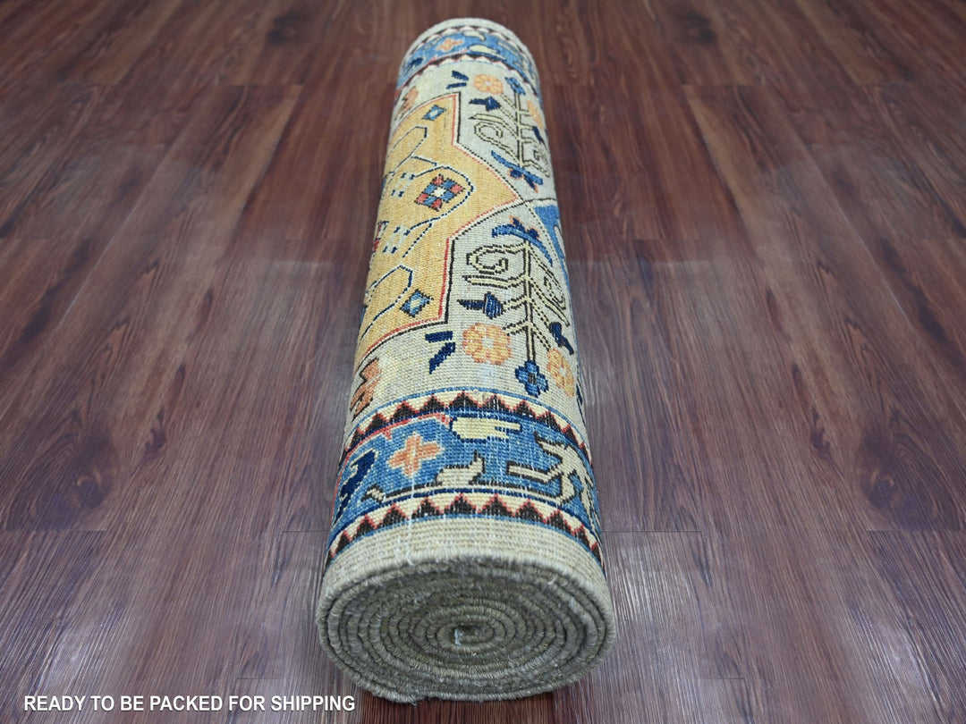 2'8" x 15'11" New Hand Knotted Grey Wool Runner Oriental Rug - MOA10221237