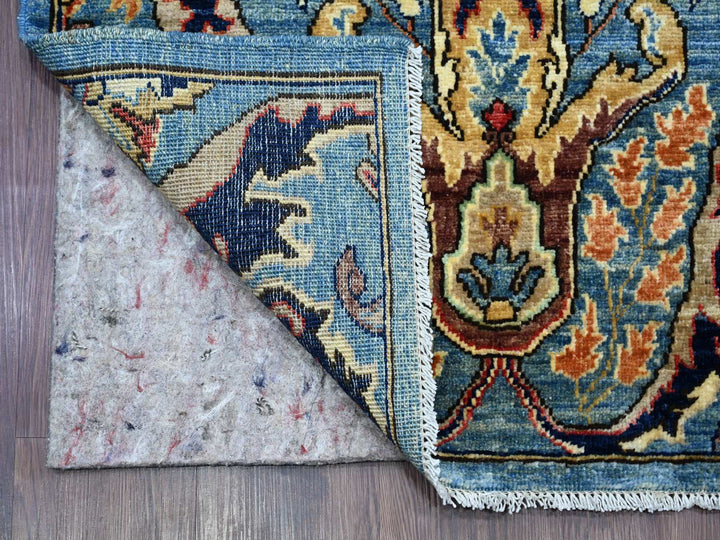 2'8" x 16'0" New Hand Knotted Blue Wool Runner Oriental Rug - MOA10221239