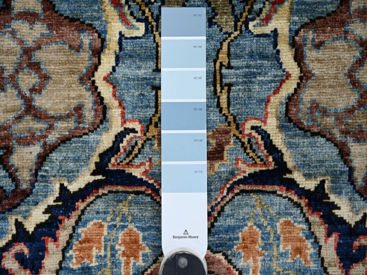 2'8" x 16'0" New Hand Knotted Blue Wool Runner Oriental Rug - MOA10221239