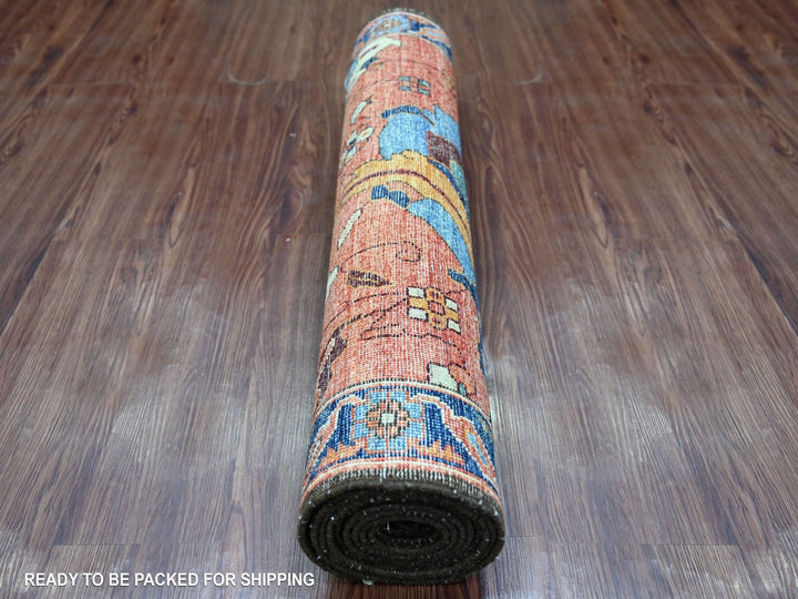 2'10" x 9'10" New Hand Knotted Red Wool Runner Oriental Rug - MOA10221241