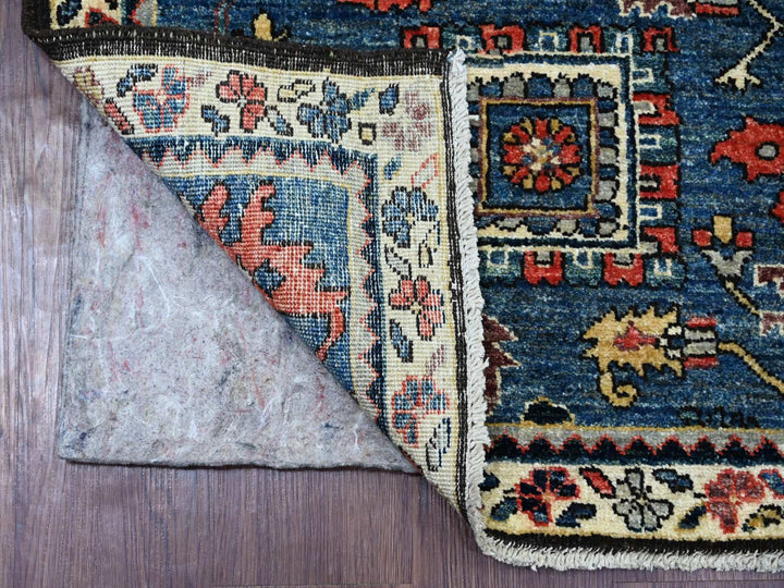 2'8" x 9'11" New Hand Knotted Blue Wool Runner Oriental Rug - MOA10221242
