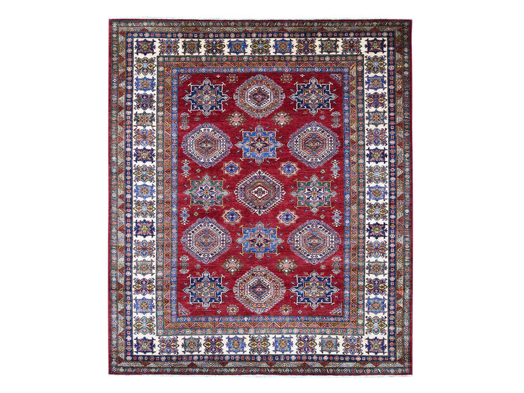 8'3" x 9'9" New Hand Knotted Red Wool Rectangle Oriental Rug - MOA10221245