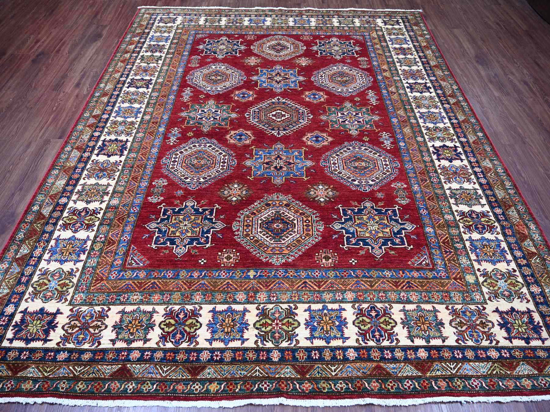 8'3" x 9'9" New Hand Knotted Red Wool Rectangle Oriental Rug - MOA10221245