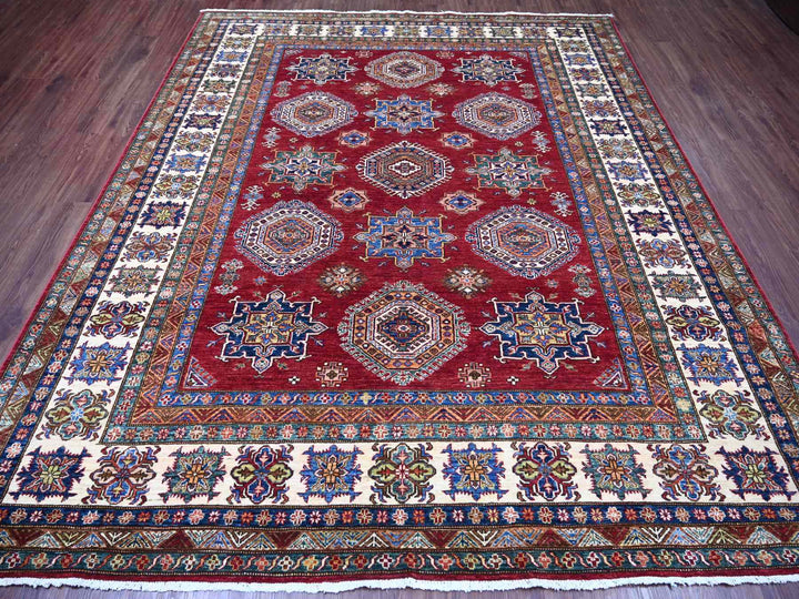 8'3" x 9'9" New Hand Knotted Red Wool Rectangle Oriental Rug - MOA10221245