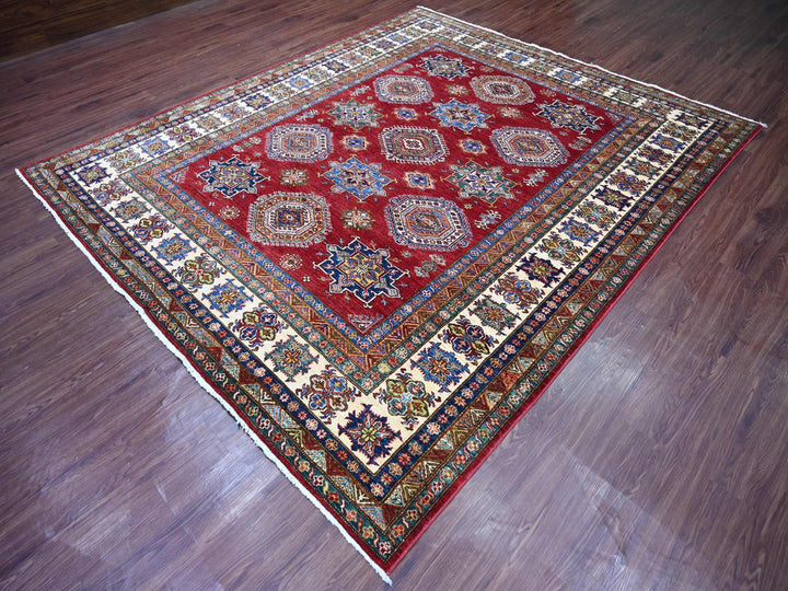 8'3" x 9'9" New Hand Knotted Red Wool Rectangle Oriental Rug - MOA10221245