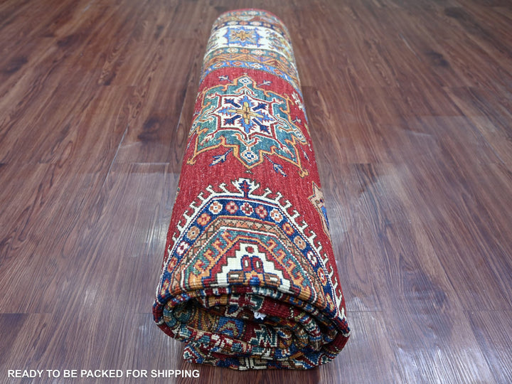 8'3" x 9'9" New Hand Knotted Red Wool Rectangle Oriental Rug - MOA10221245