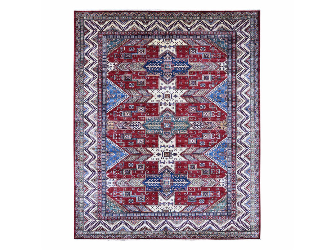 8'1" x 9'11" New Hand Knotted Red Wool Rectangle Oriental Rug - MOA10221247