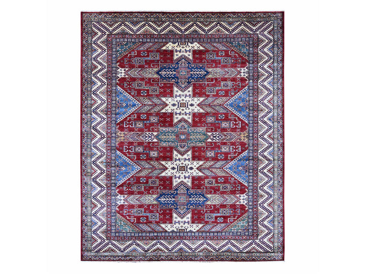 8'1" x 9'11" New Hand Knotted Red Wool Rectangle Oriental Rug - MOA10221247