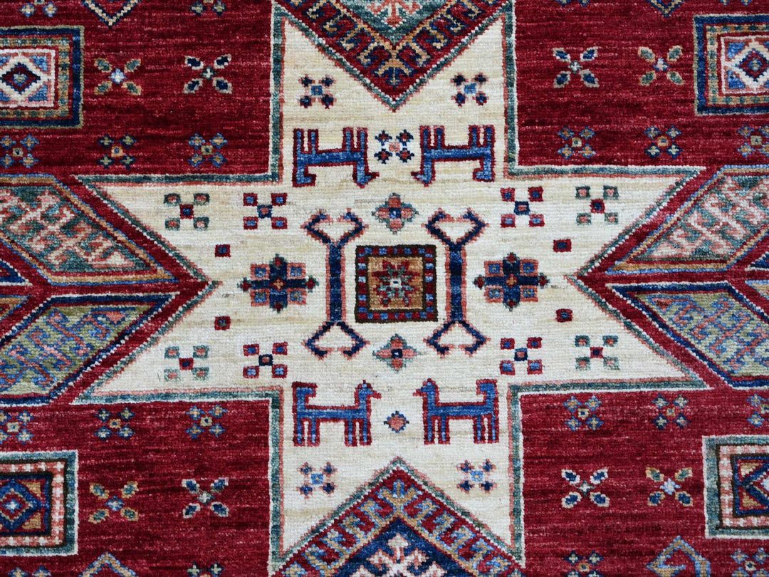 8'1" x 9'11" New Hand Knotted Red Wool Rectangle Oriental Rug - MOA10221247