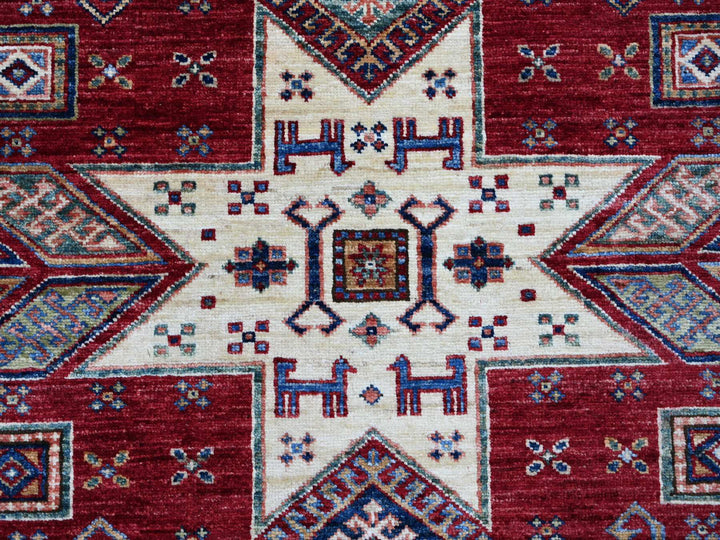 8'1" x 9'11" New Hand Knotted Red Wool Rectangle Oriental Rug - MOA10221247