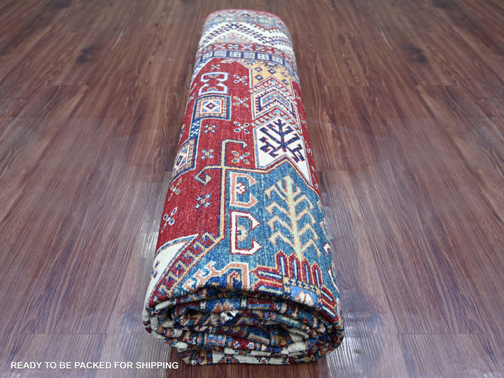 8'1" x 9'11" New Hand Knotted Red Wool Rectangle Oriental Rug - MOA10221247