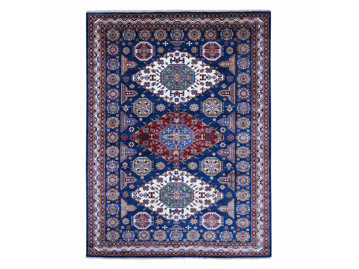 8'0" x 10'10" New Hand Knotted Blue Wool Rectangle Oriental Rug - MOA10221248