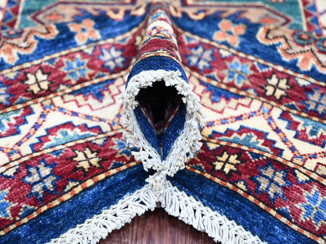 8'0" x 10'10" New Hand Knotted Blue Wool Rectangle Oriental Rug - MOA10221248