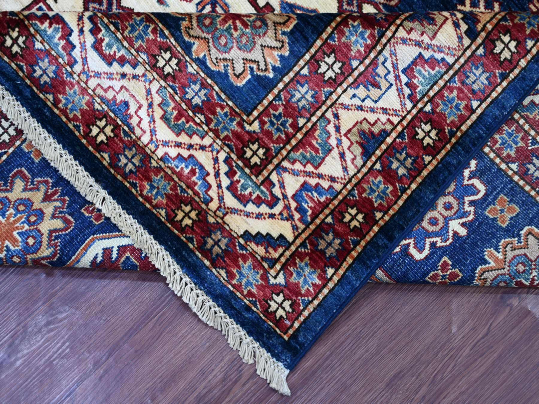 8'0" x 10'10" New Hand Knotted Blue Wool Rectangle Oriental Rug - MOA10221248