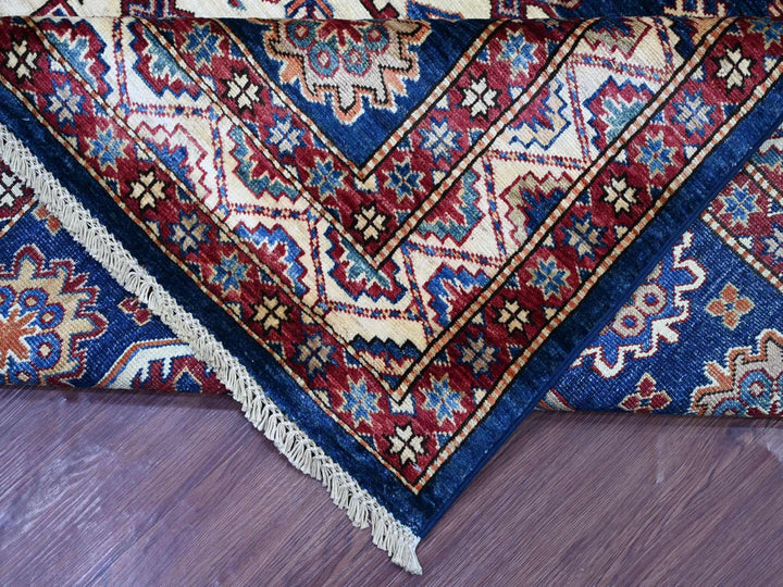 8'0" x 10'10" New Hand Knotted Blue Wool Rectangle Oriental Rug - MOA10221248