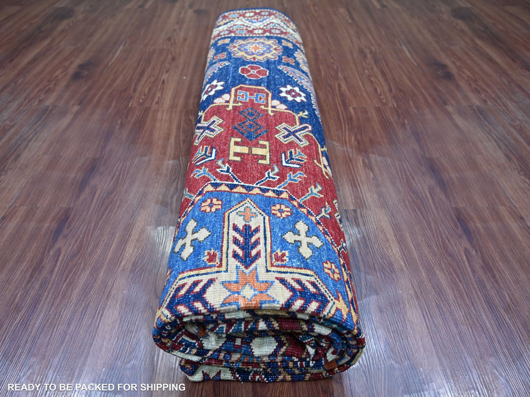 8'0" x 10'10" New Hand Knotted Blue Wool Rectangle Oriental Rug - MOA10221248