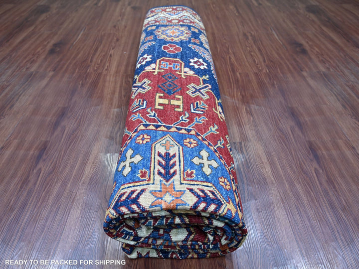 8'0" x 10'10" New Hand Knotted Blue Wool Rectangle Oriental Rug - MOA10221248