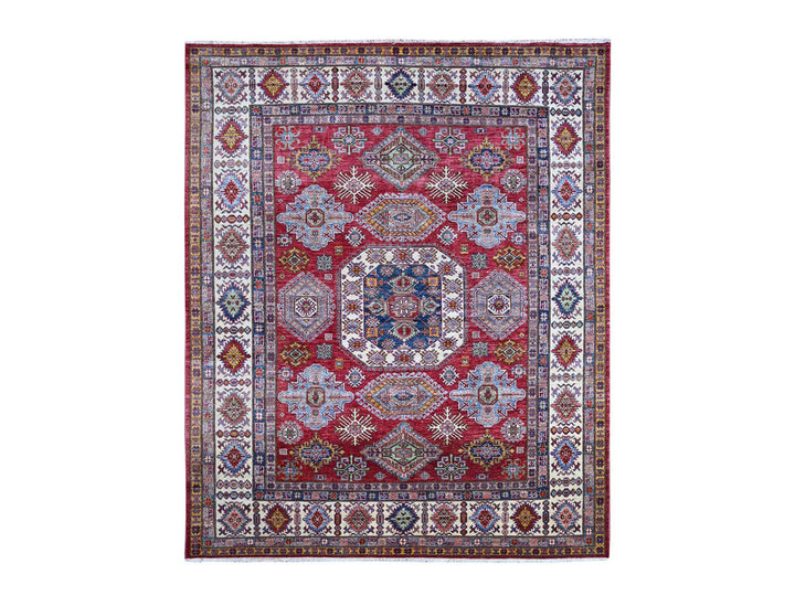 8'1" x 9'8" New Hand Knotted Red Wool Rectangle Oriental Rug - MOA10221249