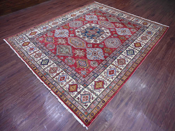 8'1" x 9'8" New Hand Knotted Red Wool Rectangle Oriental Rug - MOA10221249