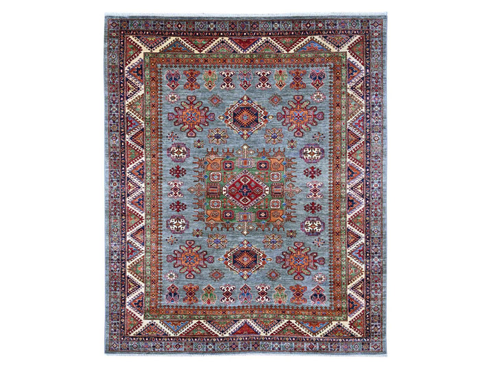 8'0" x 9'7" New Hand Knotted Grey Wool Rectangle Oriental Rug - MOA10221250