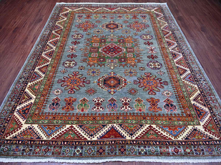 8'0" x 9'7" New Hand Knotted Grey Wool Rectangle Oriental Rug - MOA10221250