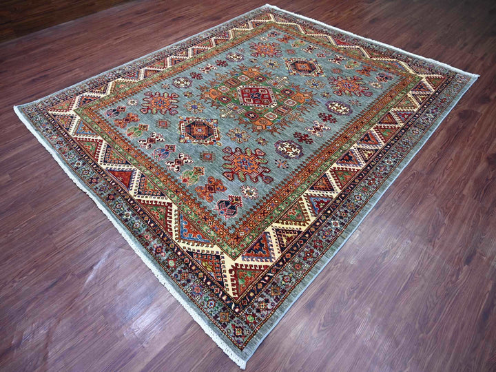 8'0" x 9'7" New Hand Knotted Grey Wool Rectangle Oriental Rug - MOA10221250