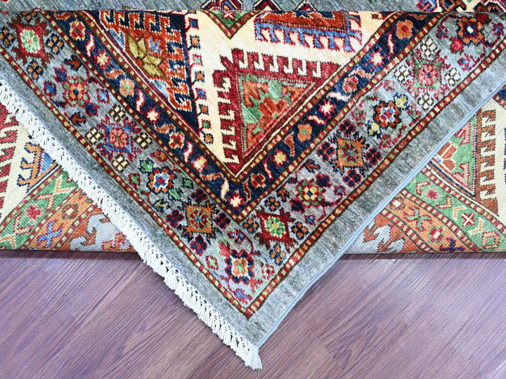 8'0" x 9'7" New Hand Knotted Grey Wool Rectangle Oriental Rug - MOA10221250
