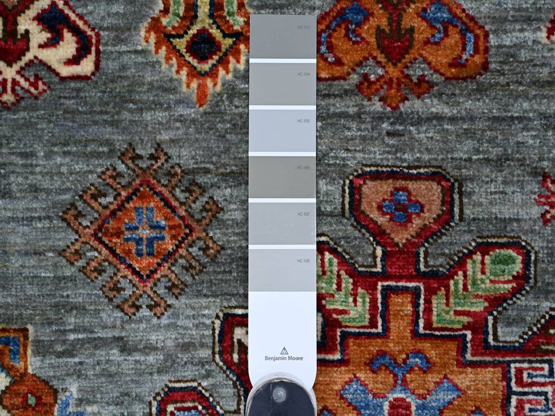 8'0" x 9'7" New Hand Knotted Grey Wool Rectangle Oriental Rug - MOA10221250