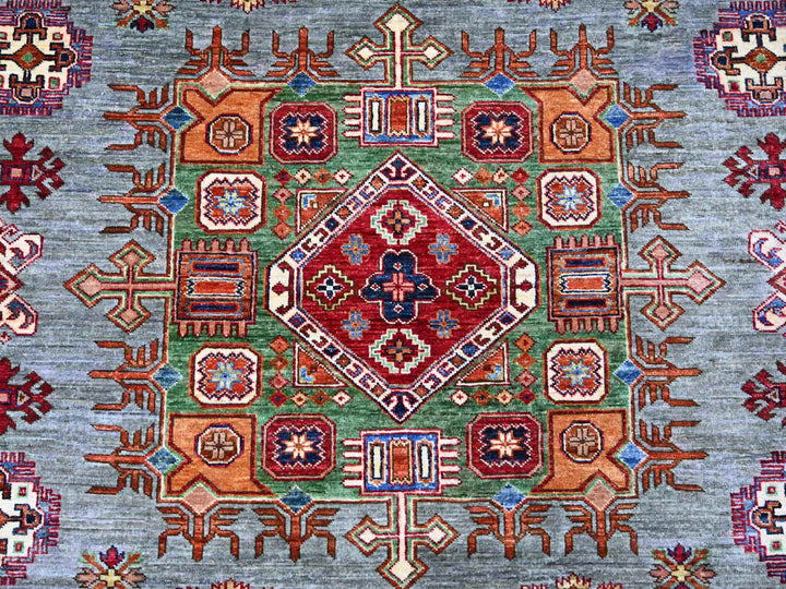 8'0" x 9'7" New Hand Knotted Grey Wool Rectangle Oriental Rug - MOA10221250