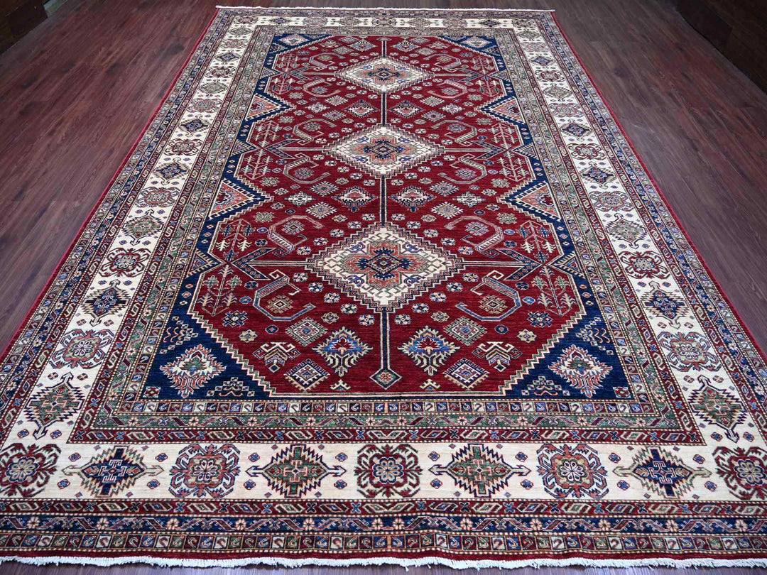 8'9" x 12'6" New Hand Knotted Red Wool Rectangle Oriental Rug - MOA10221253