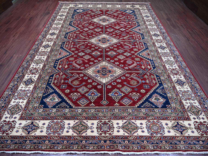 8'9" x 12'6" New Hand Knotted Red Wool Rectangle Oriental Rug - MOA10221253