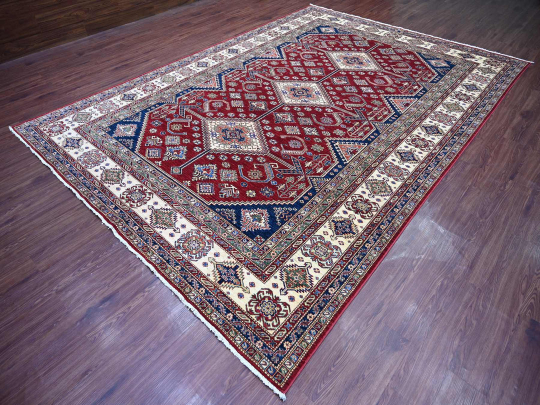 8'9" x 12'6" New Hand Knotted Red Wool Rectangle Oriental Rug - MOA10221253