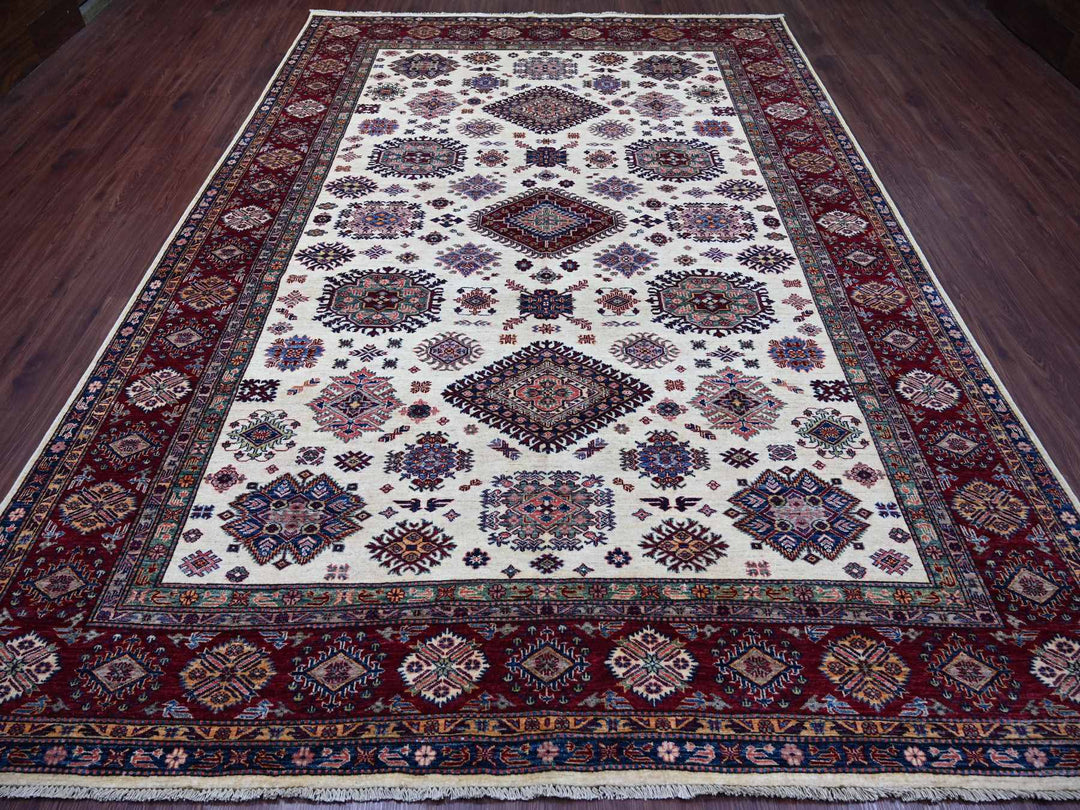 8'7" x 11'11" New Hand Knotted Ivory Wool Rectangle Oriental Rug - MOA10221256