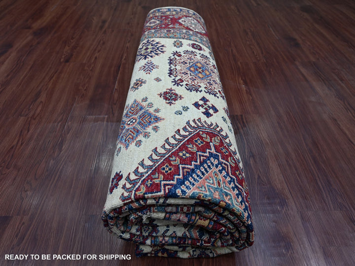 8'7" x 11'11" New Hand Knotted Ivory Wool Rectangle Oriental Rug - MOA10221256