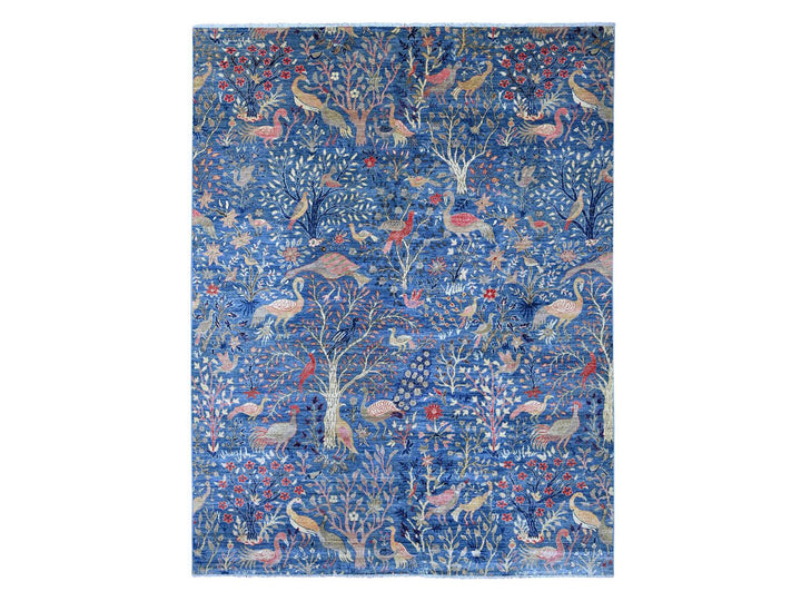 8'11" x 11'8" New Hand Knotted Blue Wool Rectangle Oriental Rug - MOA10221258