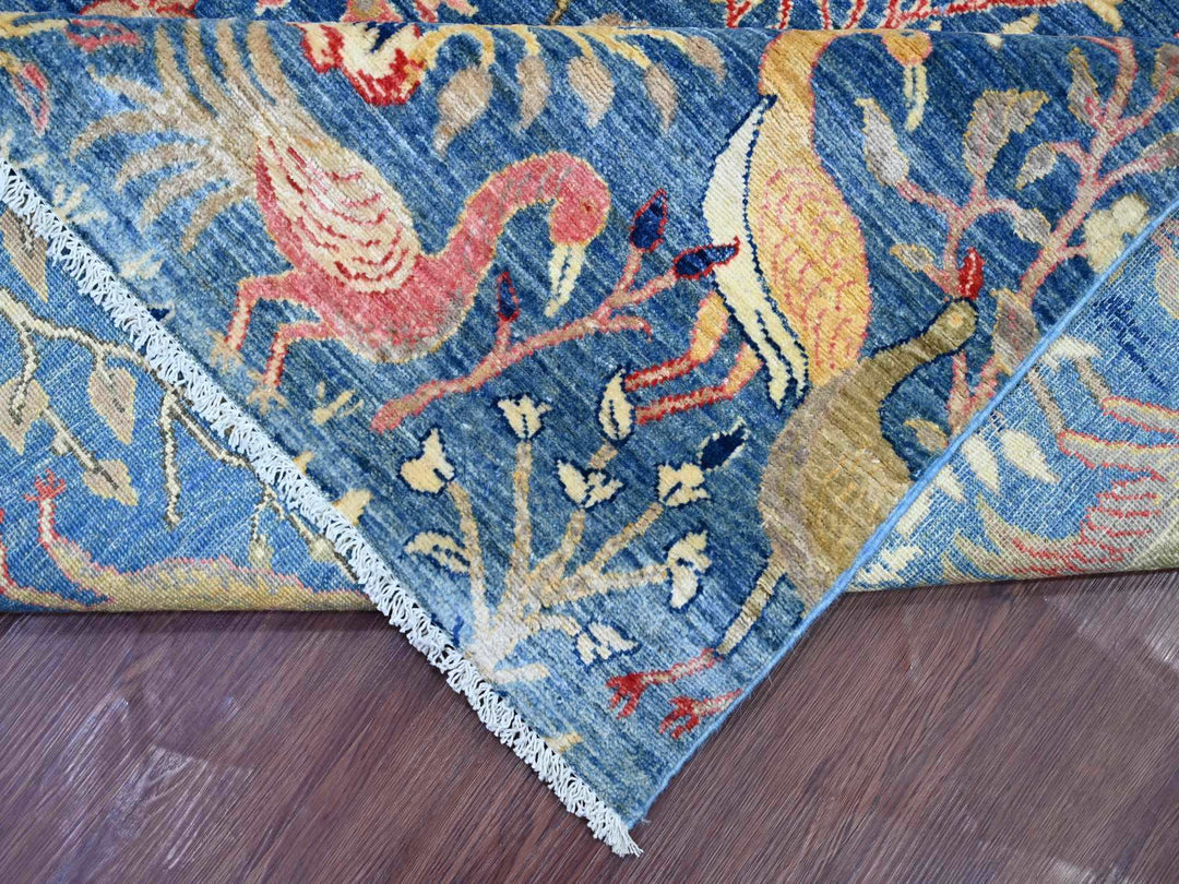 8'11" x 11'8" New Hand Knotted Blue Wool Rectangle Oriental Rug - MOA10221258