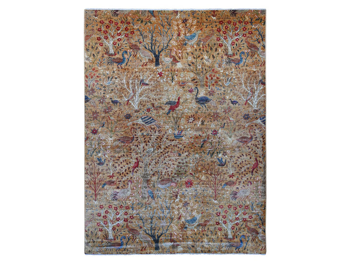 8'10" x 11'10" New Hand Knotted Brown Wool Rectangle Oriental Rug - MOA10221259