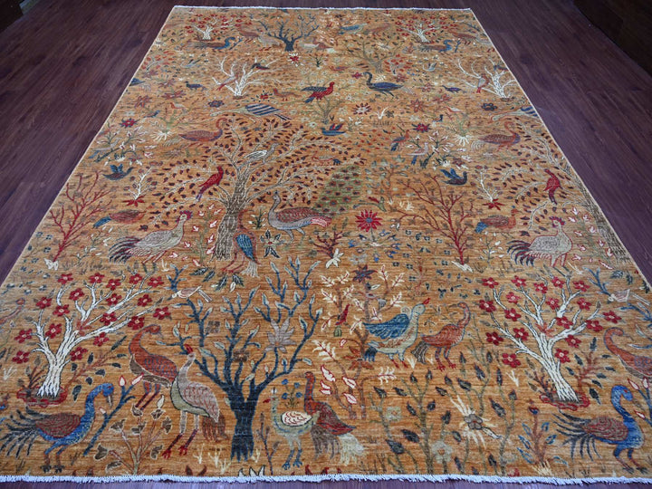 8'10" x 11'10" New Hand Knotted Brown Wool Rectangle Oriental Rug - MOA10221259
