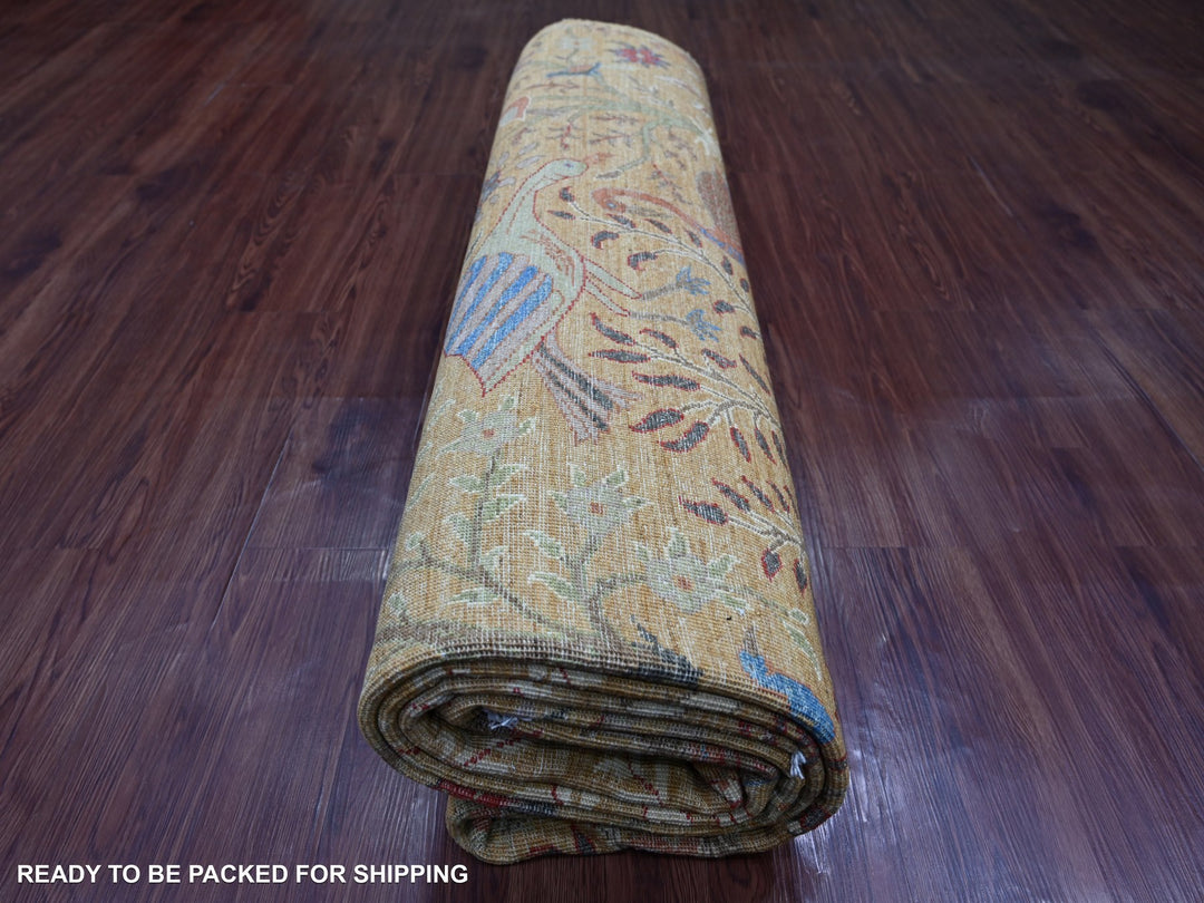 8'10" x 11'10" New Hand Knotted Brown Wool Rectangle Oriental Rug - MOA10221259