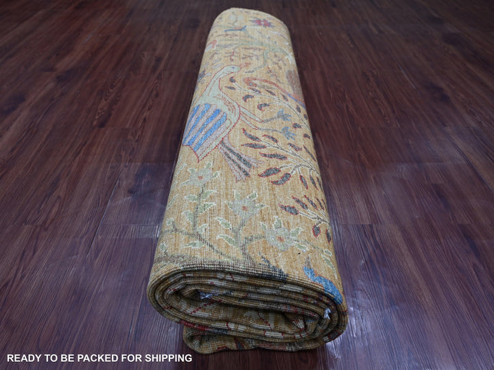 8'10" x 11'10" New Hand Knotted Brown Wool Rectangle Oriental Rug - MOA10221259
